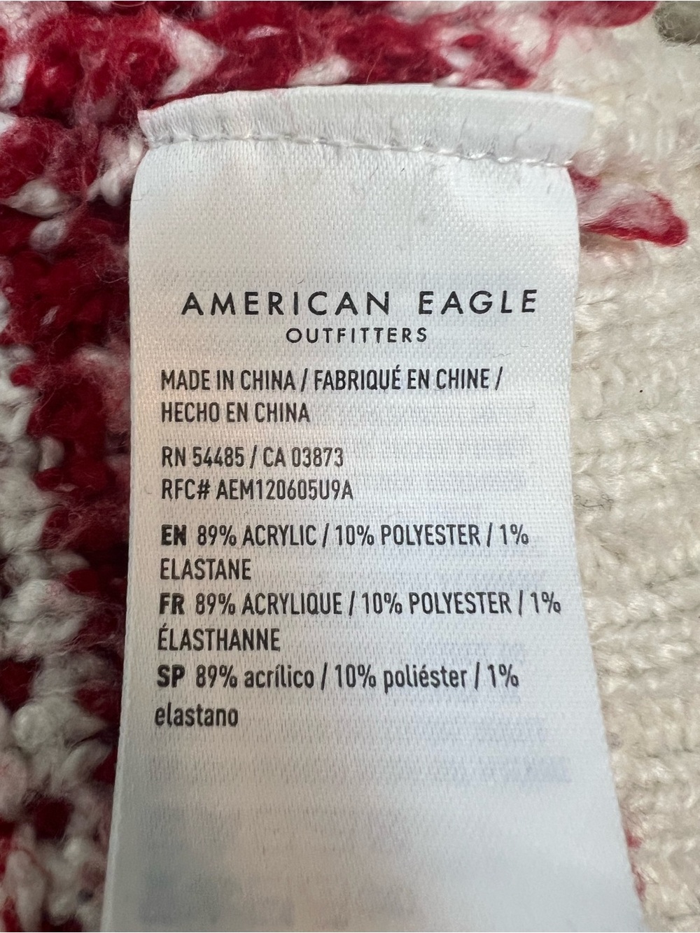American Eagle Cozy Ivory Fair Isle Cable Turtleneck Sweater with Red Accents-L - Picture 5 of 6